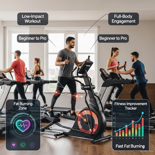 2. الپتیکال (Elliptical Trainer)؛ انتخابی برای تمرین بیفشار و تمامبدن